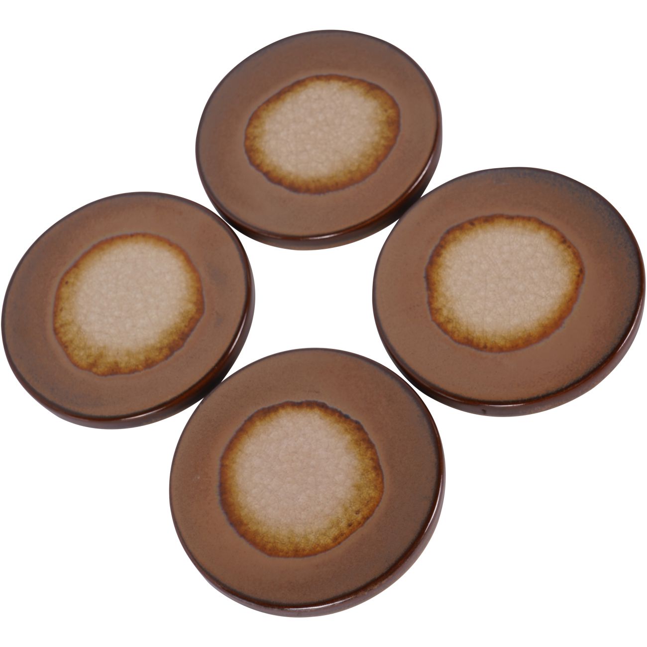 Set of 4 Reactive Glazed Medway Ochre Round Coasters